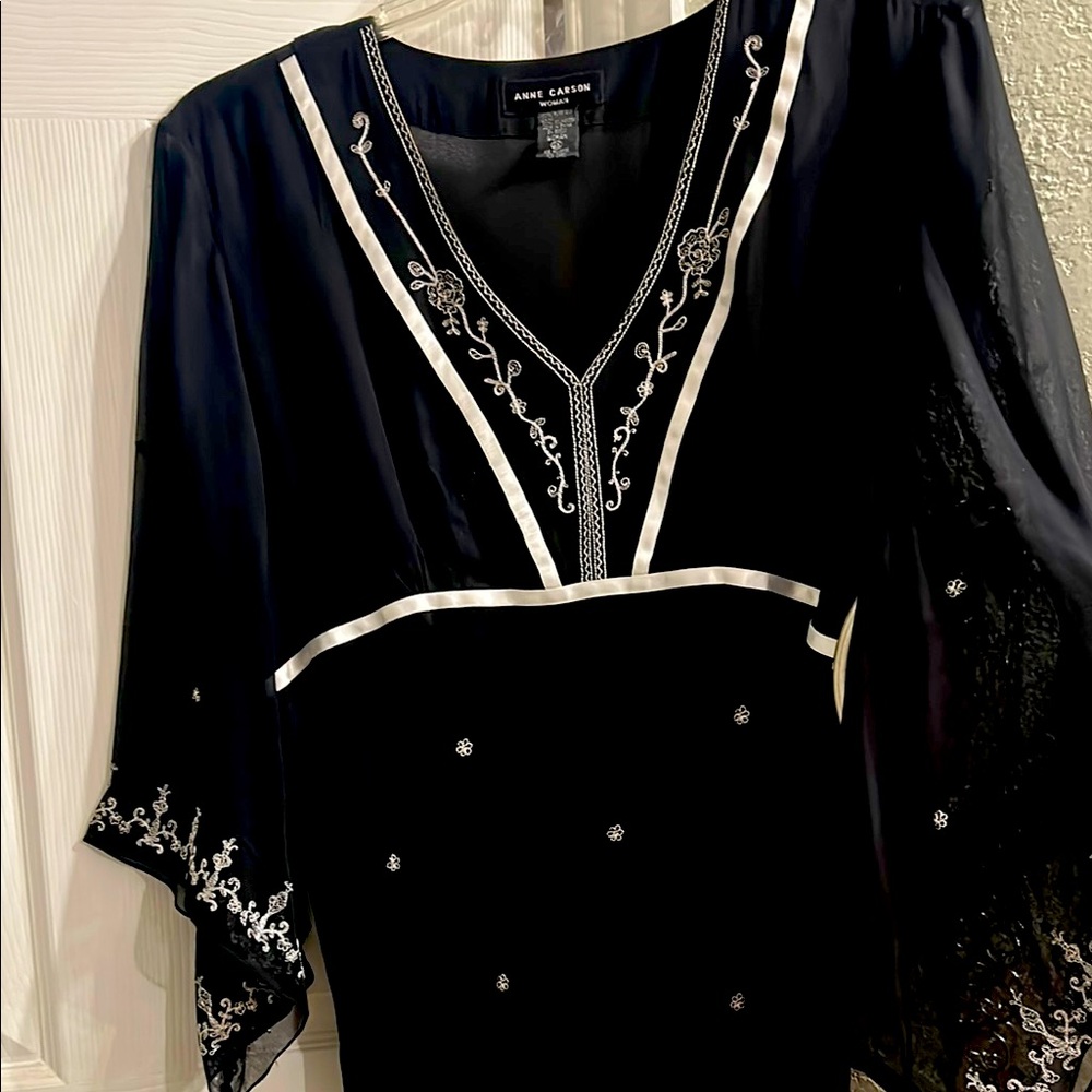 Anne Klein Black Dress with White Detailing